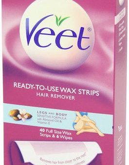 Veet Ready To Use Wax Strips Hair Remover Sensitive Formula 40 Strips & 6 Wipes Online Sale