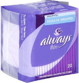 Always Thin Regular Unscented Pantiliners 20 ct. on Sale