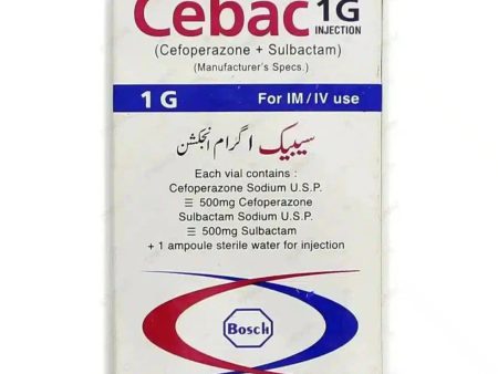 Cebac IM IV Injection 2g (Cefoperazone Sulbactam) - Bosch Pharmaceuticals | Dermatologists.pk Online Sale