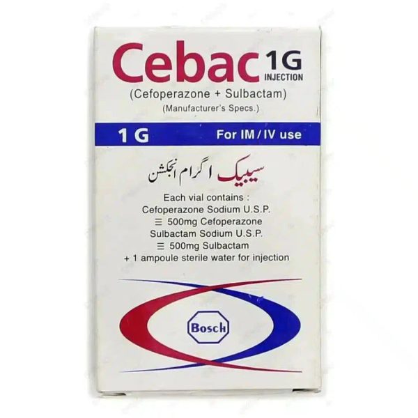 Cebac IM IV Injection 2g (Cefoperazone Sulbactam) - Bosch Pharmaceuticals | Dermatologists.pk Online Sale