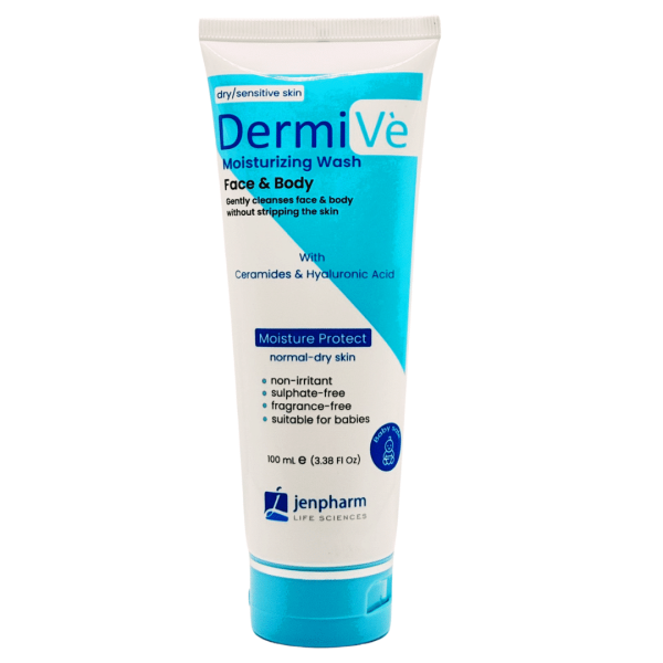 Dermive Moisturizing Wash Face & Body - Gentle Cleanser for Dry & Sensitive Skin | 100ml | Dermatologists.pk Fashion