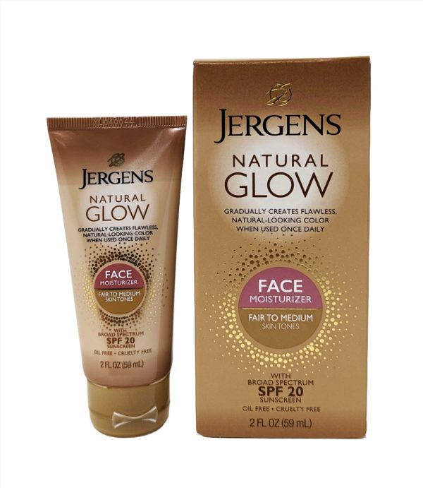 Jergens Natural Glow Face Moisturizer Fair to Medium Skin SPF 20 2 oz Supply