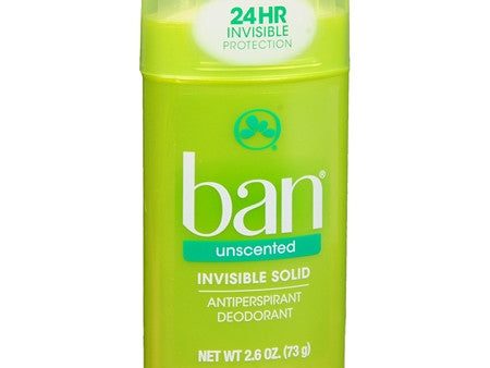 Ban Invisible Solid Antiperspirant Deodorant Unscented 2.6 oz Online