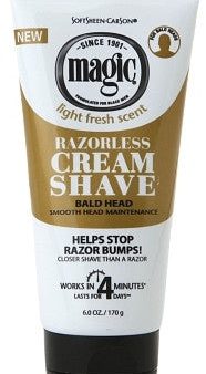 Magic Razorless Cream Shave Bald Head Light Fresh Scent 6 oz. For Discount