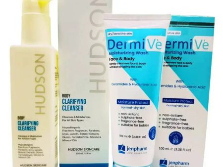 Body Care Essentials Discount Box: Dermive Moisturizing Wash & Hudson Cleanser For Sale